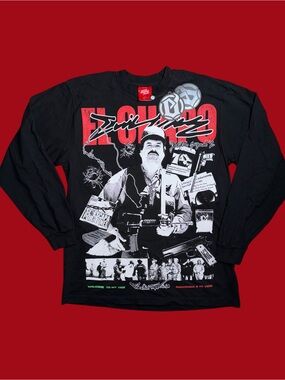 Evil vice el chapó  Black Graphic Long-Sleeve Shirt with Red Accents size xl